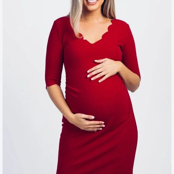Pinkblush | Dresses | Pinkblush Red Ruched Maternity Sheath Dress